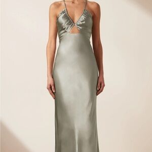 Shona Joy La Lune Ruched Bodice Midi Dress - Sage